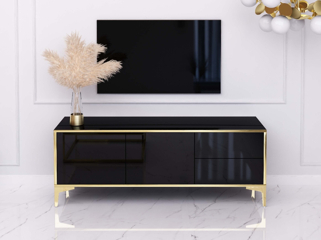 Mueble TV Monako 136cm - Dorado, Negro