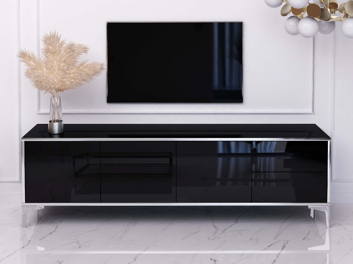 Mueble TV Monako 180cm - Negro, Plateado