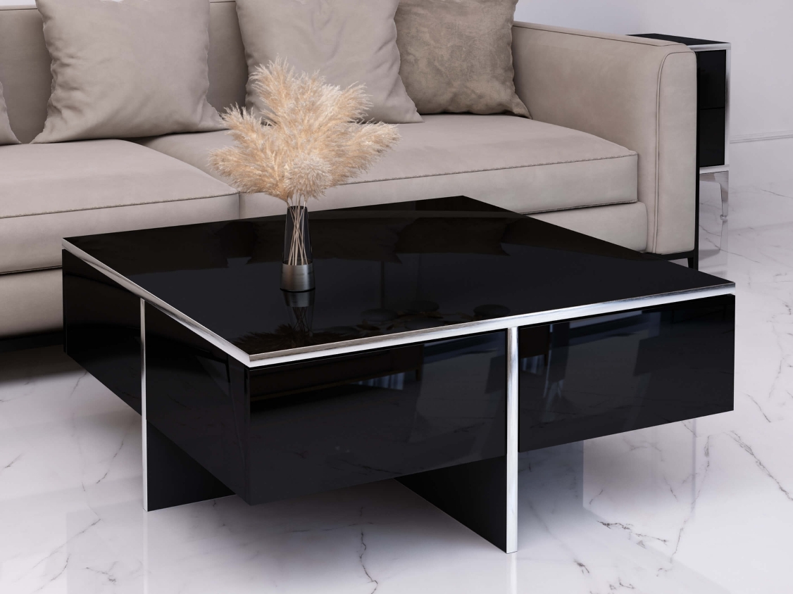 Mesa de centro Monako 80cm - Negro, Plateado